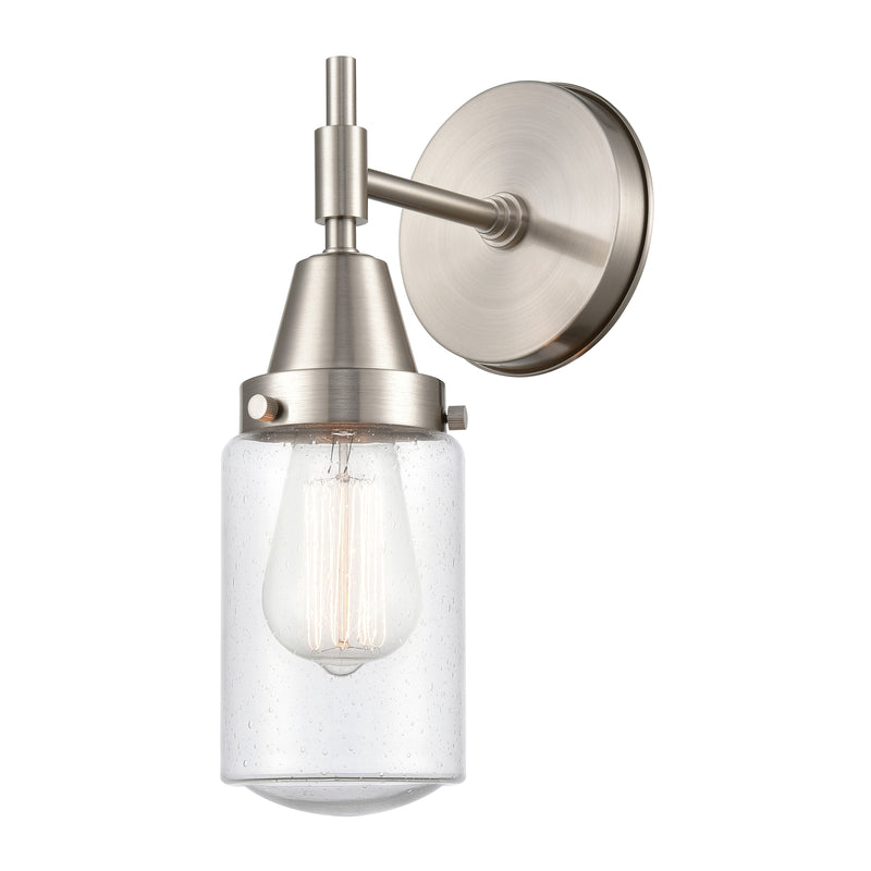 Caden Sconce shown in the Satin Nickel finish with a Seedy shade