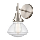 Caden Sconce shown in the Satin Nickel finish with a Seedy shade