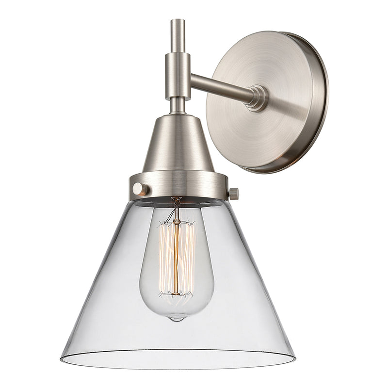 Caden Sconce shown in the Satin Nickel finish with a Clear shade