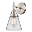 Caden Sconce shown in the Satin Nickel finish with a Clear shade