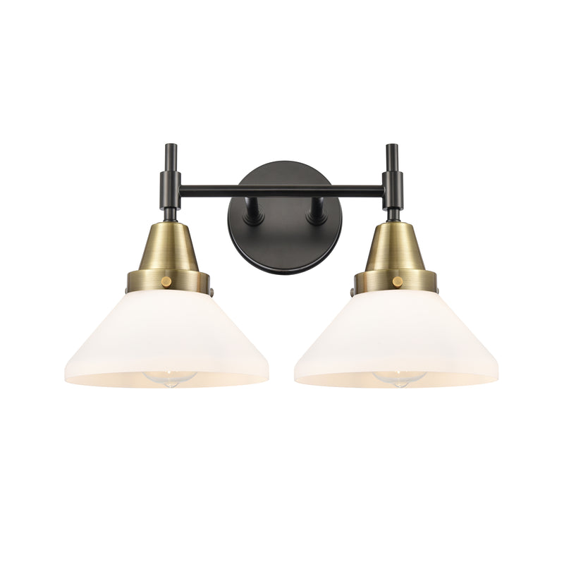 Caden Bath Vanity Light shown in the Black Antique Brass finish with a Matte White shade