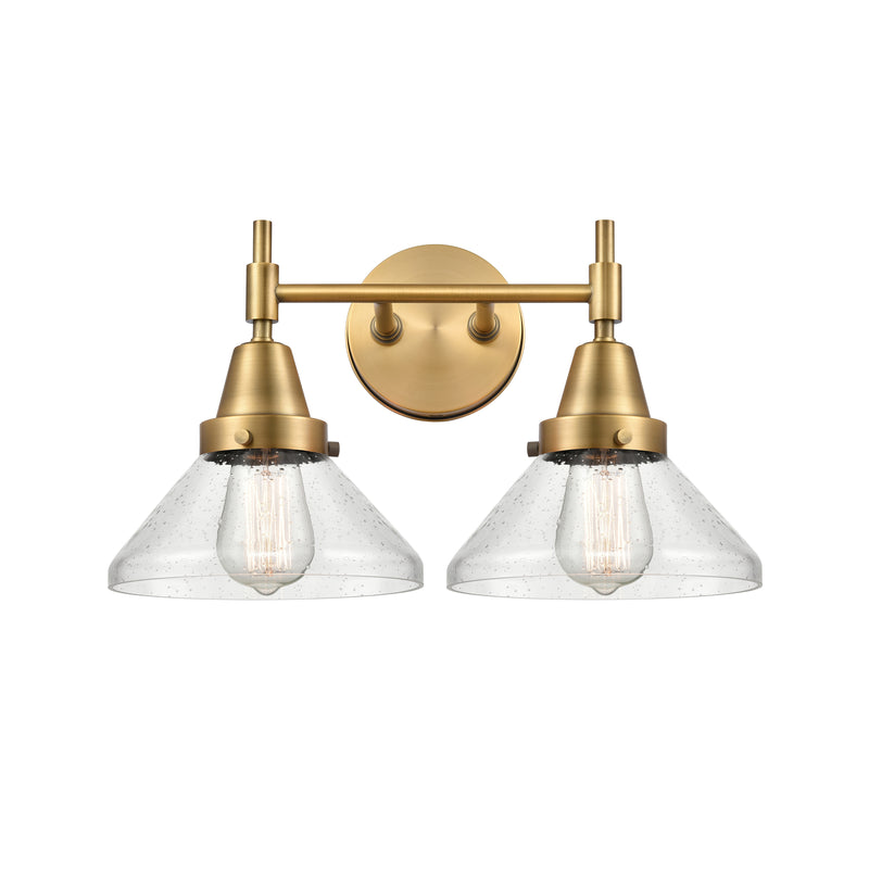 Caden Bath Vanity Light shown in the Brushed Brass finish with a Seedy shade