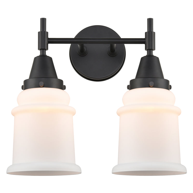 Caden Bath Vanity Light shown in the Matte Black finish with a Matte White shade