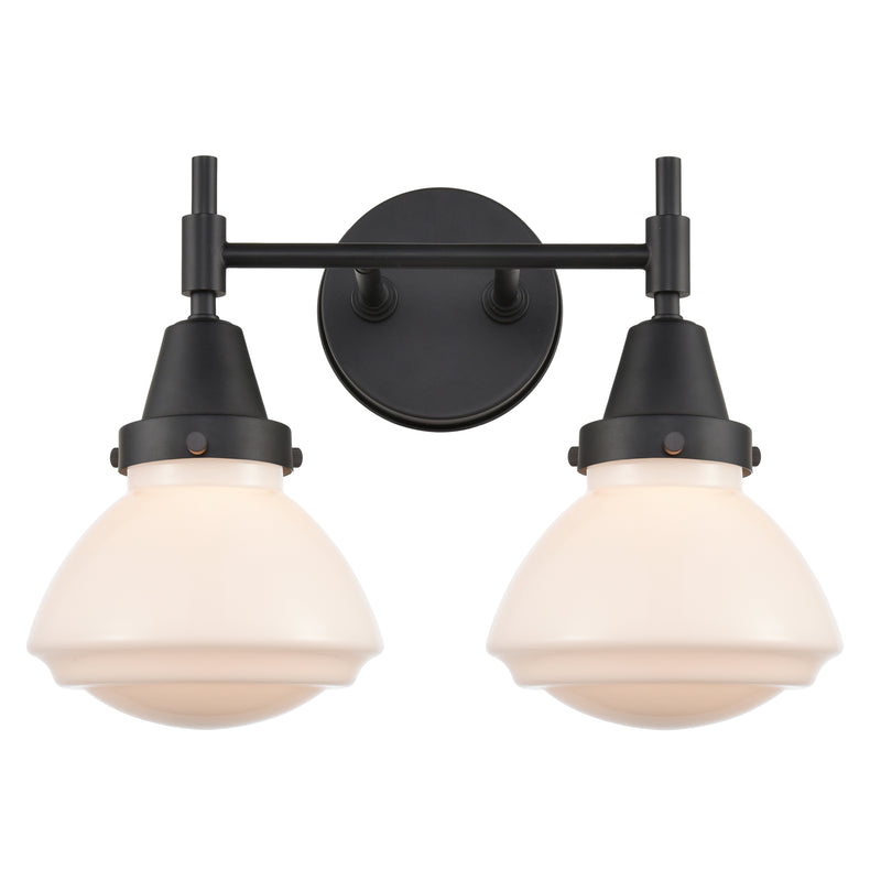 Caden Bath Vanity Light shown in the Matte Black finish with a Matte White shade