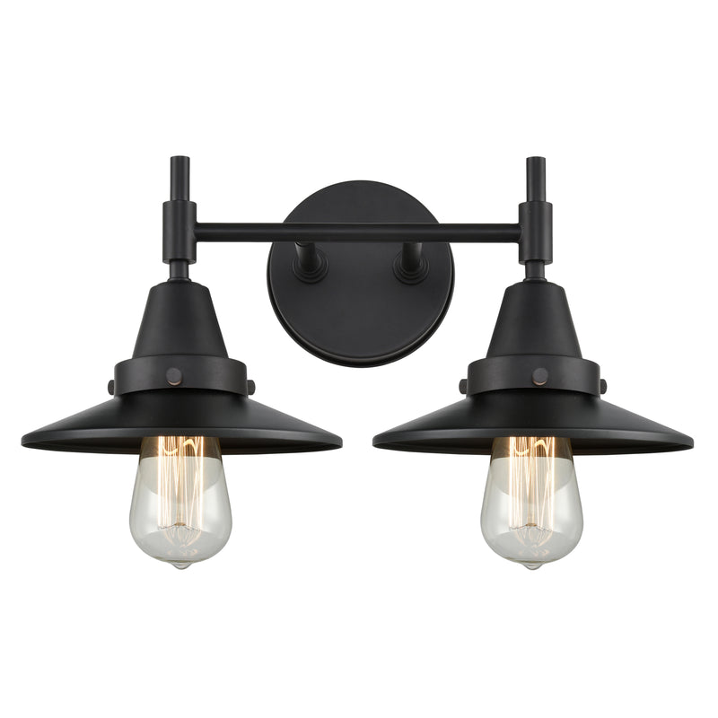 Caden Bath Vanity Light shown in the Matte Black finish with a Matte Black shade