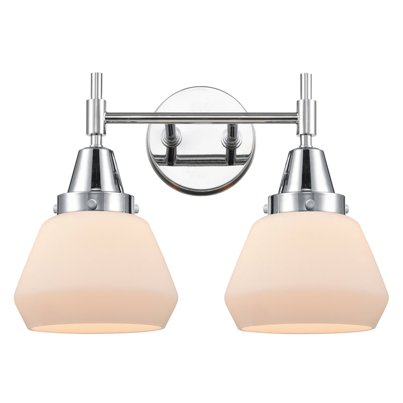 Caden Bath Vanity Light shown in the Polished Chrome finish with a Matte White shade