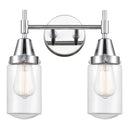 Caden Bath Vanity Light shown in the Polished Chrome finish with a Clear shade