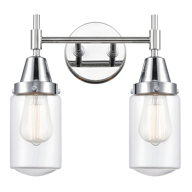 Caden Bath Vanity Light shown in the Polished Chrome finish with a Clear shade