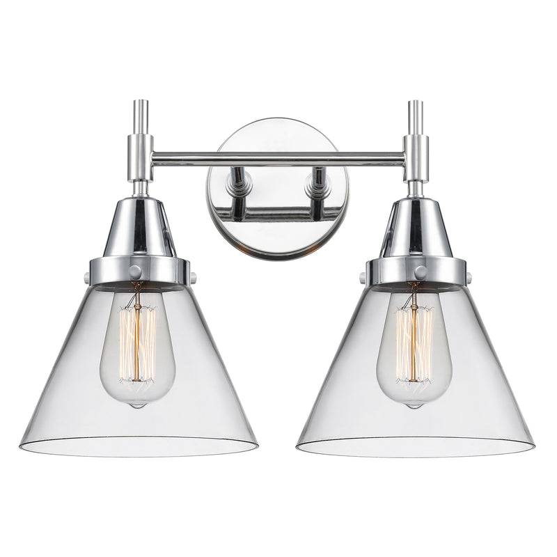 Caden Bath Vanity Light shown in the Polished Chrome finish with a Clear shade