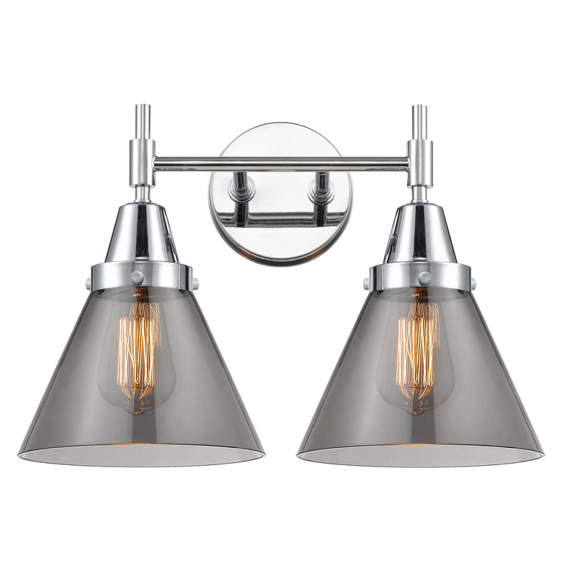 Caden Bath Vanity Light shown in the Polished Chrome finish with a Plated Smoke shade