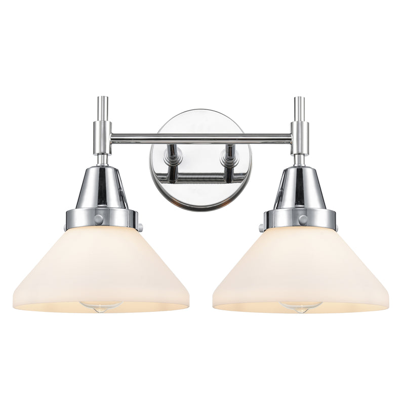 Caden Bath Vanity Light shown in the Polished Chrome finish with a Matte White shade