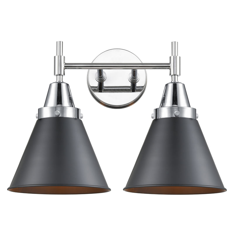 Caden Bath Vanity Light shown in the Polished Chrome finish with a Matte Black shade