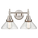 Caden Bath Vanity Light shown in the Satin Nickel finish with a Clear shade