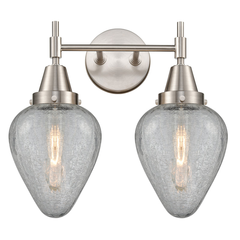 Caden Bath Vanity Light shown in the Satin Nickel finish with a Clear Crackled shade