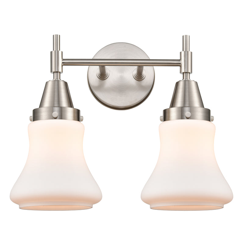 Caden Bath Vanity Light shown in the Satin Nickel finish with a Matte White shade