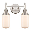 Caden Bath Vanity Light shown in the Satin Nickel finish with a Matte White shade