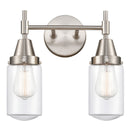 Caden Bath Vanity Light shown in the Satin Nickel finish with a Clear shade