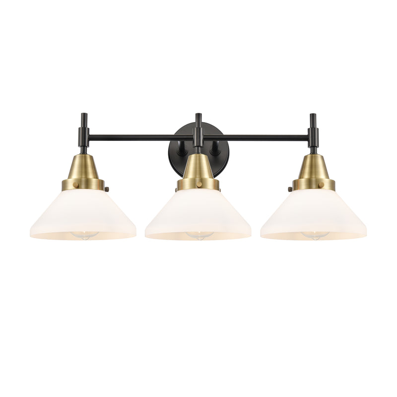 Caden Bath Vanity Light shown in the Black Antique Brass finish with a Matte White shade