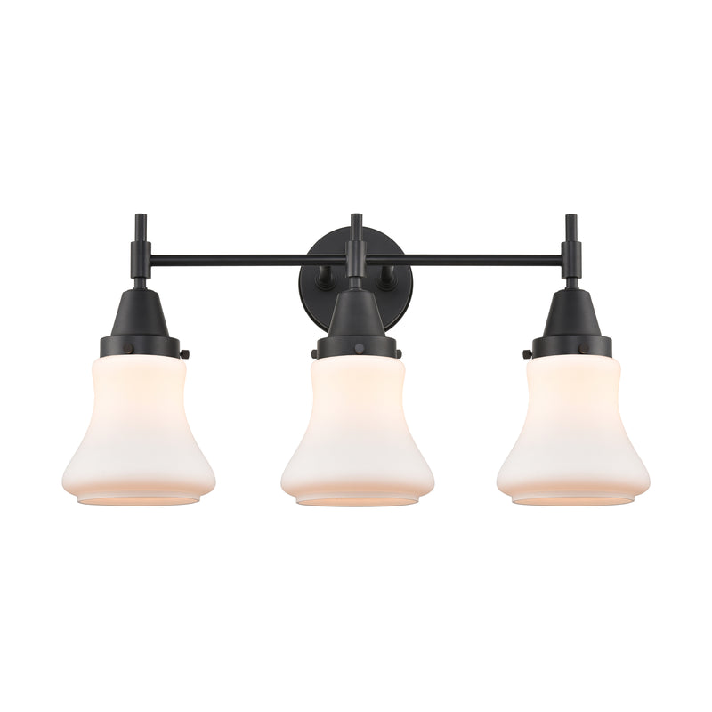 Caden Bath Vanity Light shown in the Matte Black finish with a Matte White shade