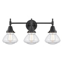 Caden Bath Vanity Light shown in the Matte Black finish with a Clear shade
