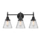 Caden Bath Vanity Light shown in the Matte Black finish with a Clear shade