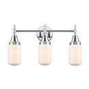 Caden Bath Vanity Light shown in the Polished Chrome finish with a Matte White shade