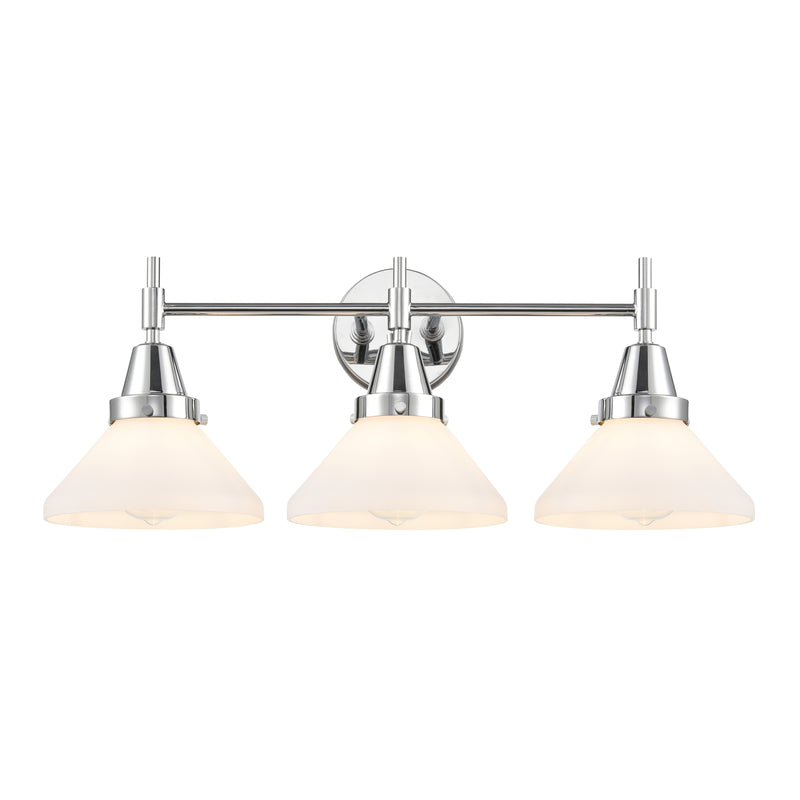 Caden Bath Vanity Light shown in the Polished Chrome finish with a Matte White shade