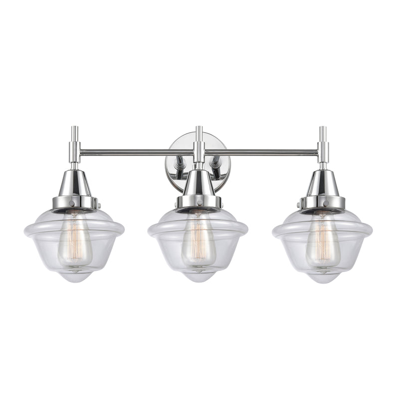 Caden Bath Vanity Light shown in the Polished Chrome finish with a Clear shade