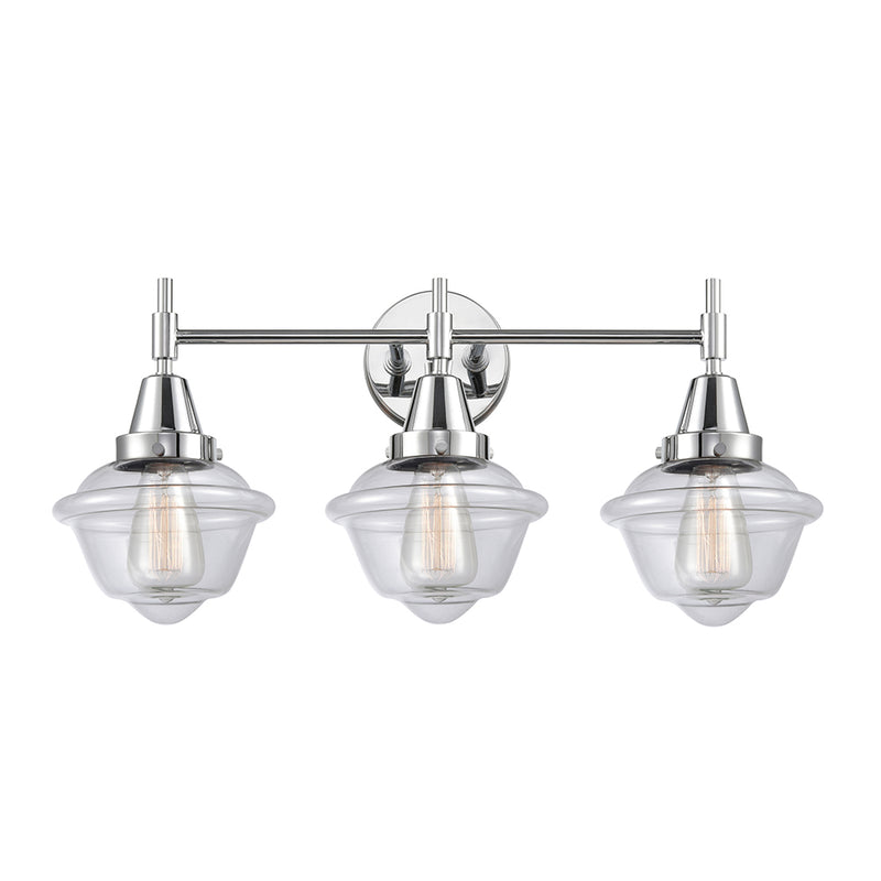 Caden Bath Vanity Light shown in the Polished Chrome finish with a Clear shade
