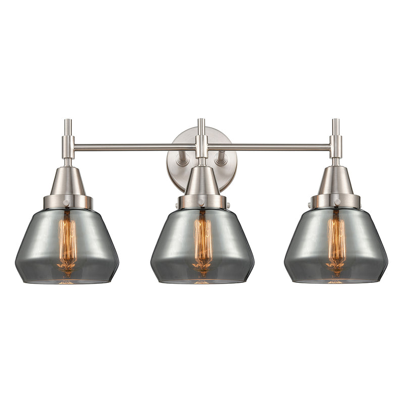 Caden Bath Vanity Light shown in the Satin Nickel finish with a Plated Smoke shade