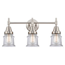 Caden Bath Vanity Light shown in the Satin Nickel finish with a Clear shade