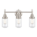 Caden Bath Vanity Light shown in the Satin Nickel finish with a Clear shade