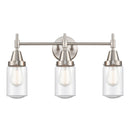 Caden Bath Vanity Light shown in the Satin Nickel finish with a Seedy shade