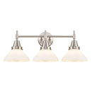 Caden Bath Vanity Light shown in the Satin Nickel finish with a Matte White shade