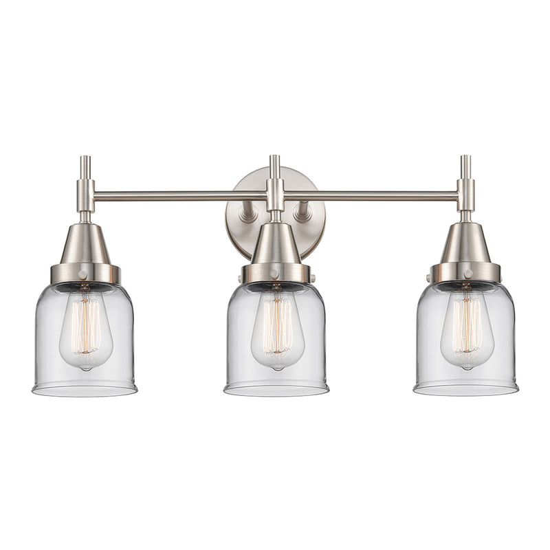 Caden Bath Vanity Light shown in the Satin Nickel finish with a Clear shade
