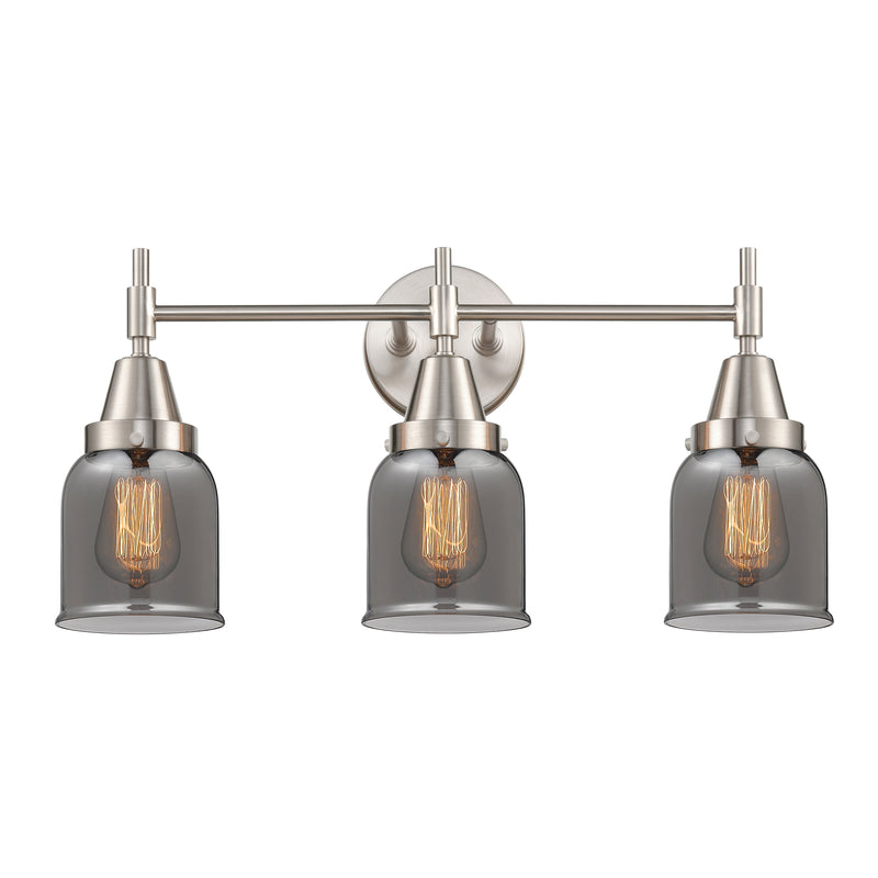 Caden Bath Vanity Light shown in the Satin Nickel finish with a Plated Smoke shade