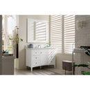 James Martin Palisades 48" Single Vanity Bright White with 3 cm Arctic Fall Solid Surface Top 527-V48-BW-3AF