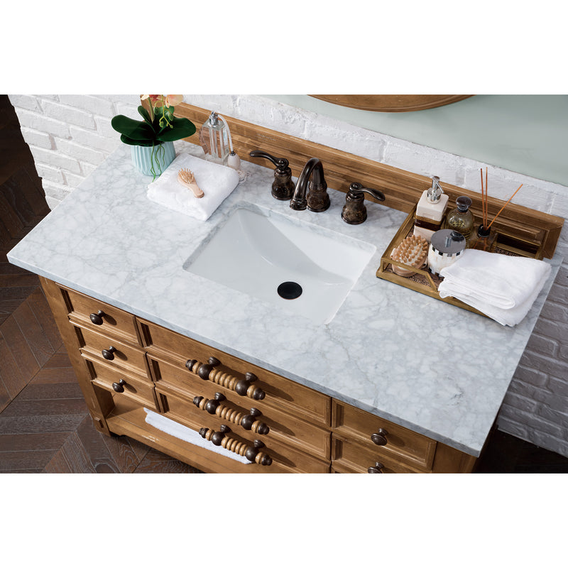 James Martin Malibu 48" Honey Alder Single Vanity with 3 cm Carrara Marble Top 500-V48-HON-3CAR