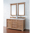 James Martin Savannah 60" Double Vanity Cabinet Driftwood with 3 cm Classic White Quartz Top 238-104-5611-3CLW