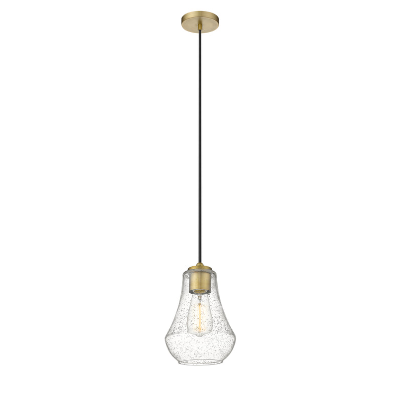 Fairfield Mini Pendant shown in the Brushed Brass finish with a Seedy shade