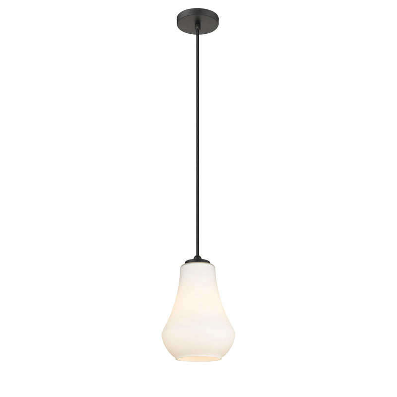 Fairfield Mini Pendant shown in the Matte Black finish with a Matte White shade