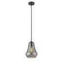 Fairfield Mini Pendant shown in the Matte Black finish with a Plated Smoke shade