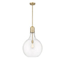 Amherst Pendant shown in the Brushed Brass finish with a Clear shade