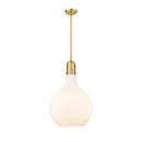 Amherst Pendant shown in the Satin Gold finish with a Matte White shade