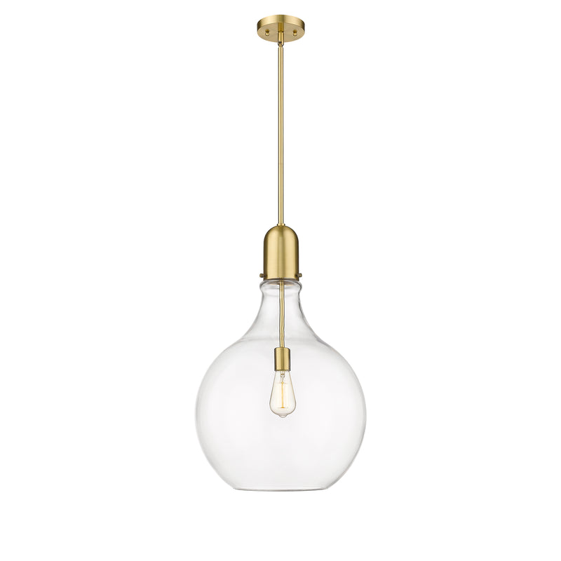 Amherst Pendant shown in the Satin Gold finish with a Clear shade