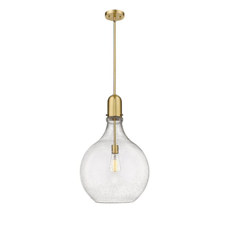 Amherst Pendant shown in the Satin Gold finish with a Seedy shade