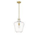 Lowell Mini Pendant shown in the Satin Gold finish with a Clear shade