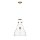 Haverhill Pendant shown in the Brushed Brass finish with a Seedy shade