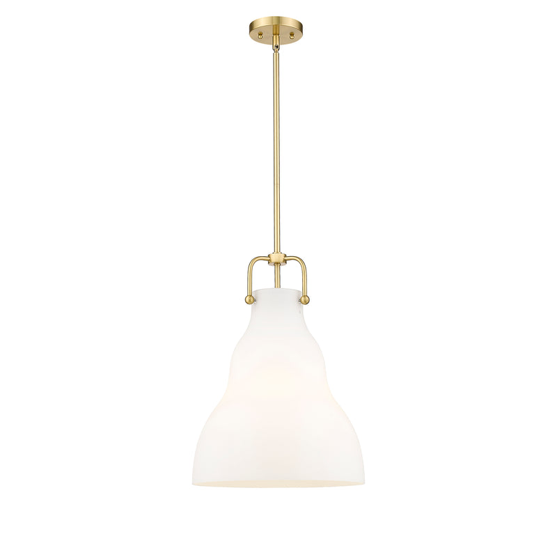 Haverhill Pendant shown in the Satin Gold finish with a Matte White shade