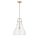 Haverhill Pendant shown in the Satin Gold finish with a Seedy shade